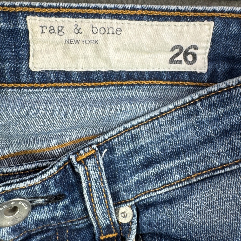 Rag & Bone Jeans Women 26 "Cate" Mid Rise Skinny Med Wash Fade Street Whisker - Picture 6 of 14